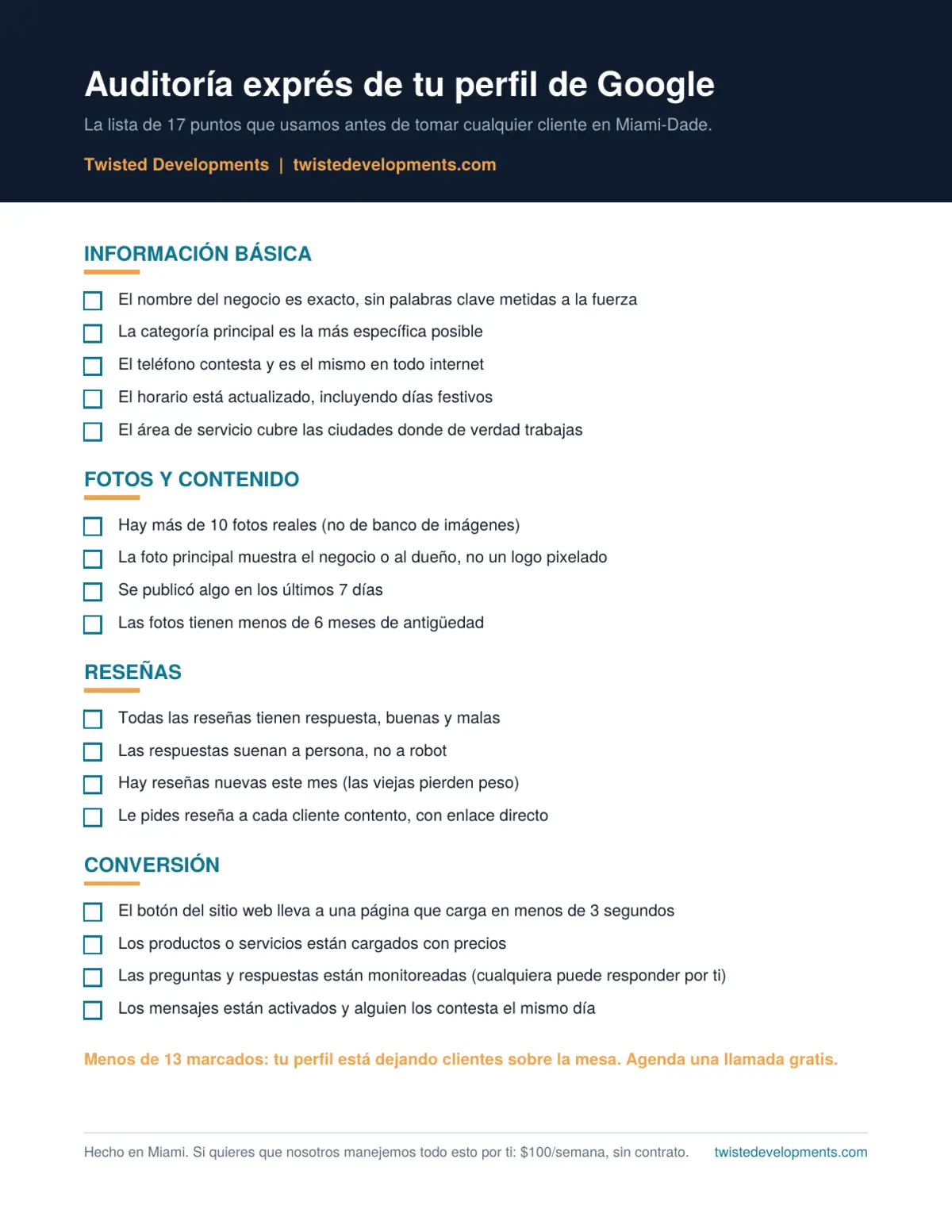 Auditoría exprés de tu perfil de Google (PDF)