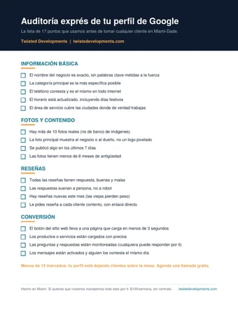 Auditoría exprés de tu perfil de Google (PDF)
