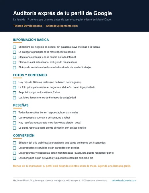 Auditoría exprés de tu perfil de Google (PDF)